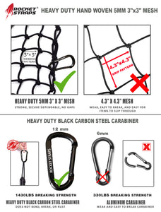 Rocket Straps Cargo Net 4’X6’ Stretches to 8’X12’