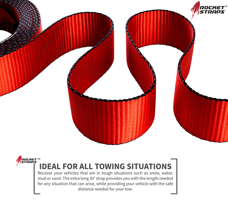 Rocket Straps 3" x 30' Extreme Heavy Duty Tow Strap - 30,000 LBS