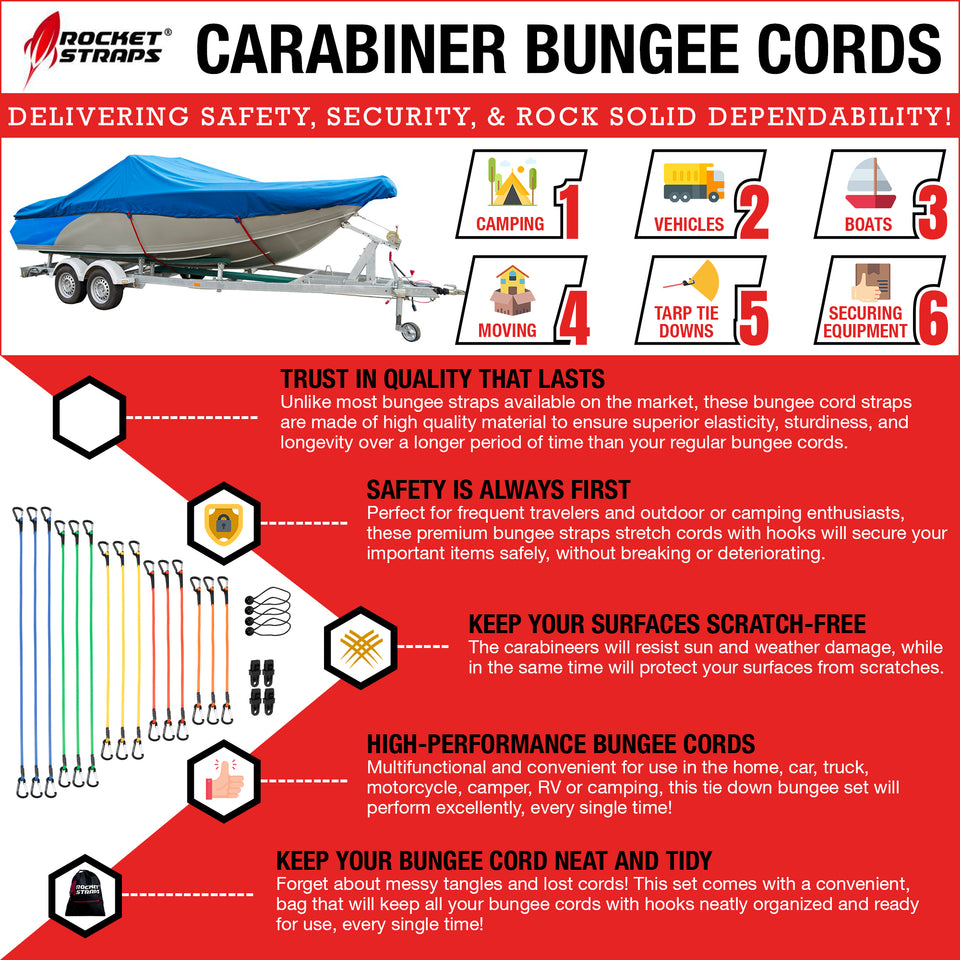29pc Carabiner Bungee Cord Set
