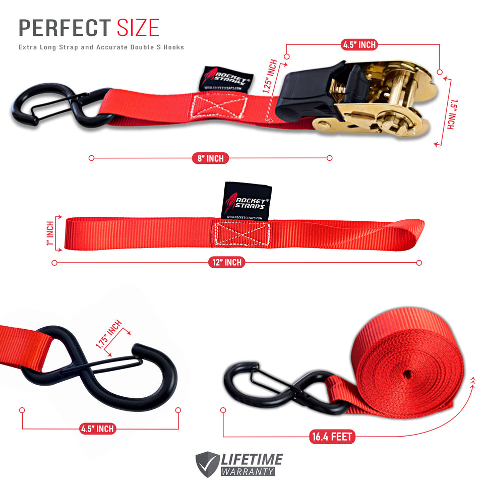 Ratchet Straps 1" x 17' - 2200lbs