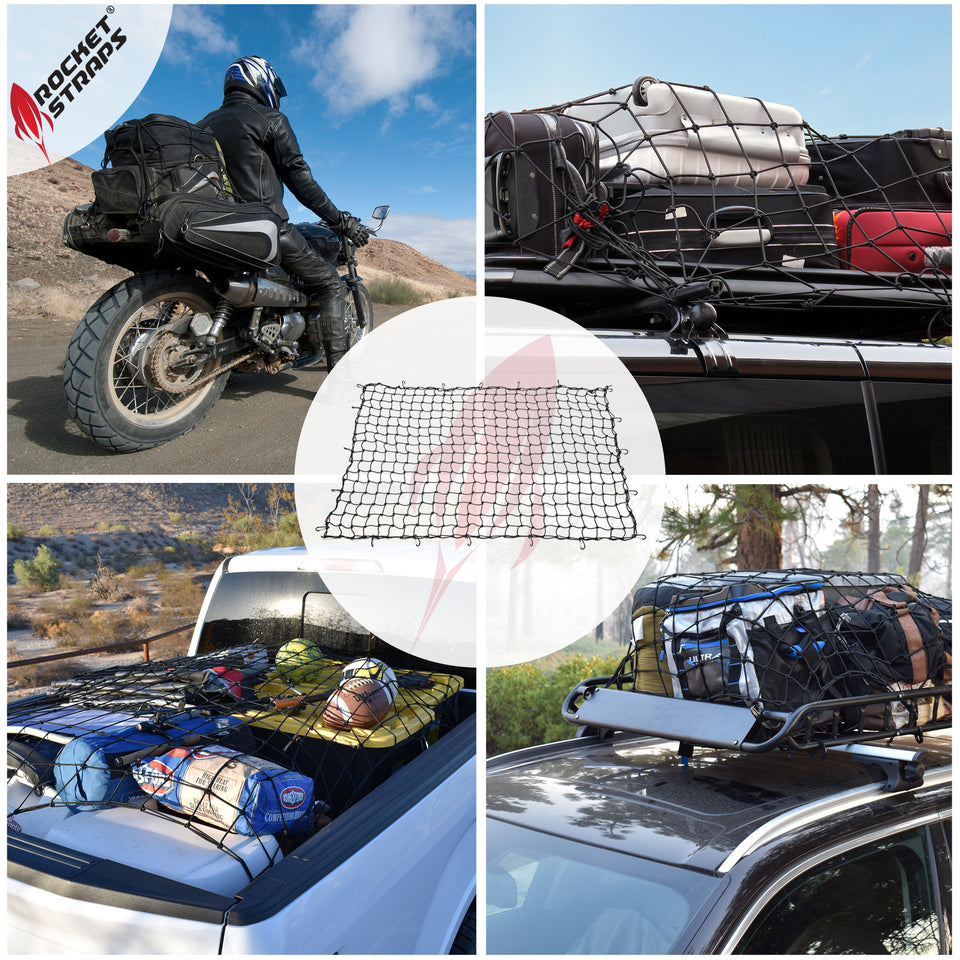 Rocket Straps Cargo Net 4’X6’ Stretches to 8’X12’